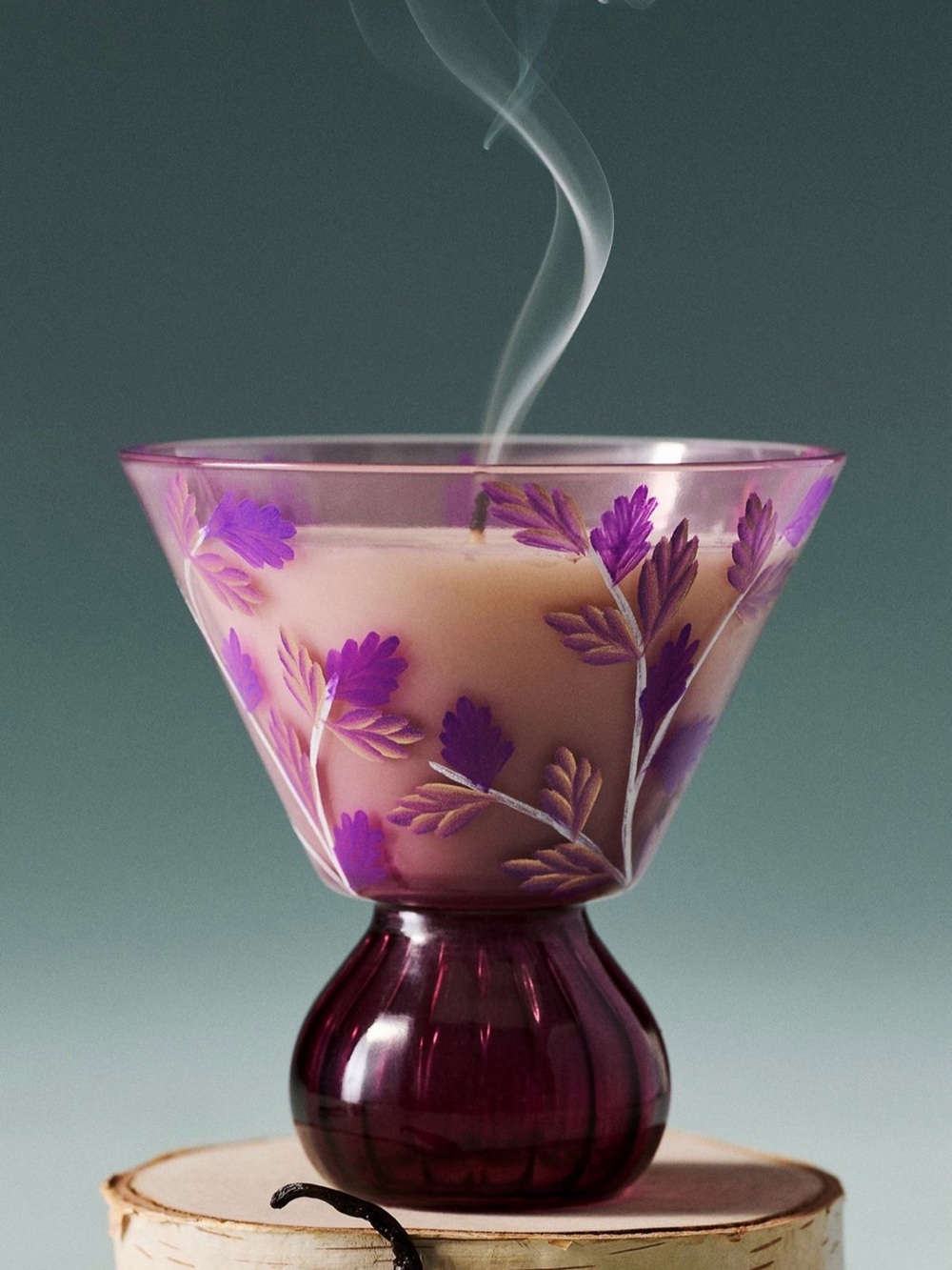 Anthropologie Woody Vanilla & White Cedar Glass Candle